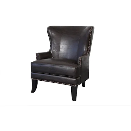 Traditional Upholstered Wing Chair with Nailhead Trim